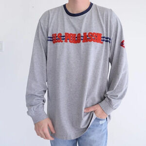 Vintage Y2K US Polo Assn. Grey Long Sleeve T-Shirt Size 2XL